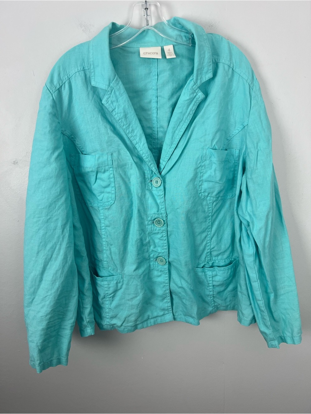 Chicos 100% Linen Button Front Jacket